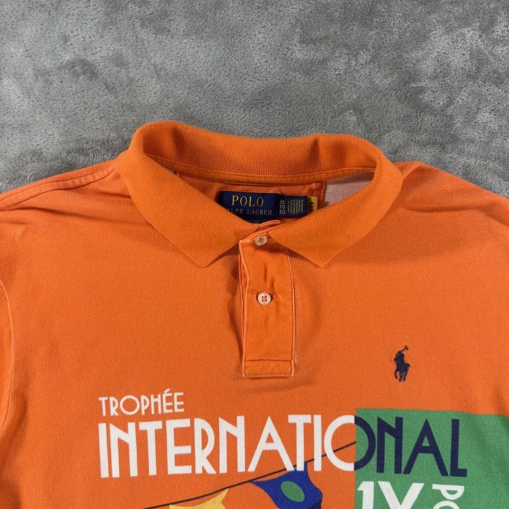 Polo Ralph Lauren Signal Speedboat Polo Shirt Men's XL Orange Classic Fit